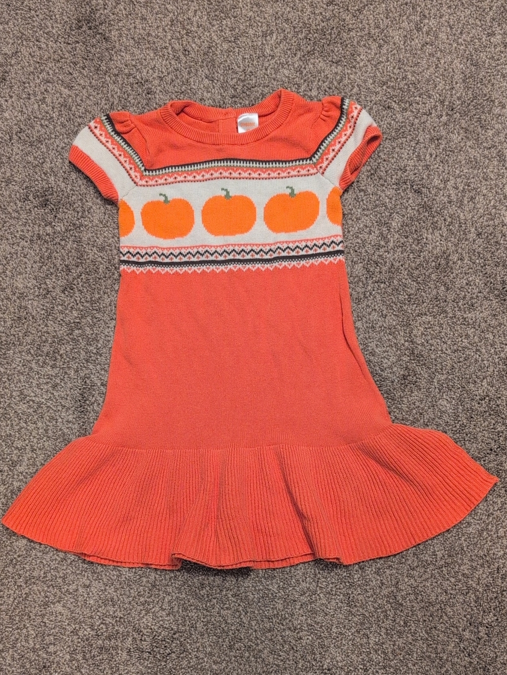 Gymboree 5 Girls Orange Pumpkin Sweater Dress